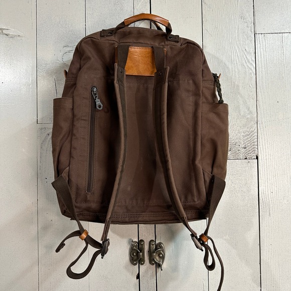 Gootium Brown Canvas Backpack Travel Bag with Leather Accents - Picture 3 of 11